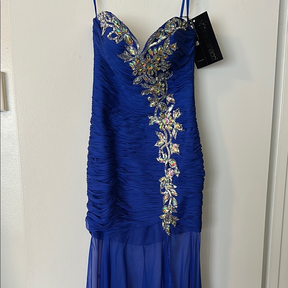 Blue Embellished Evening Dress